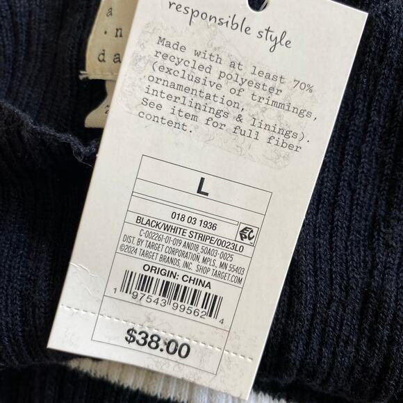 NEW A NEW DAY Striped Sleeveless Stretchy Knit Midi Maxi Dress Large Black White - Picture 5 of 6